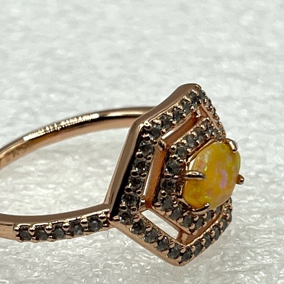 OCTOBER Ring Bomb Party, Size 9 RBP5499 Rose Gold Plated Yellow Opal - Picture 5 of 8